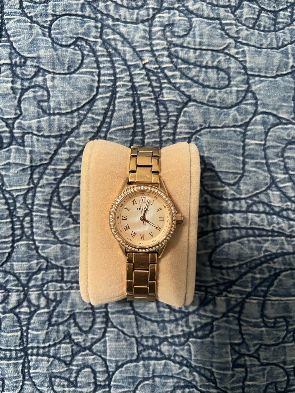 Fossil Rose Gold Crystal Bezel Ladies Bracelet Watch